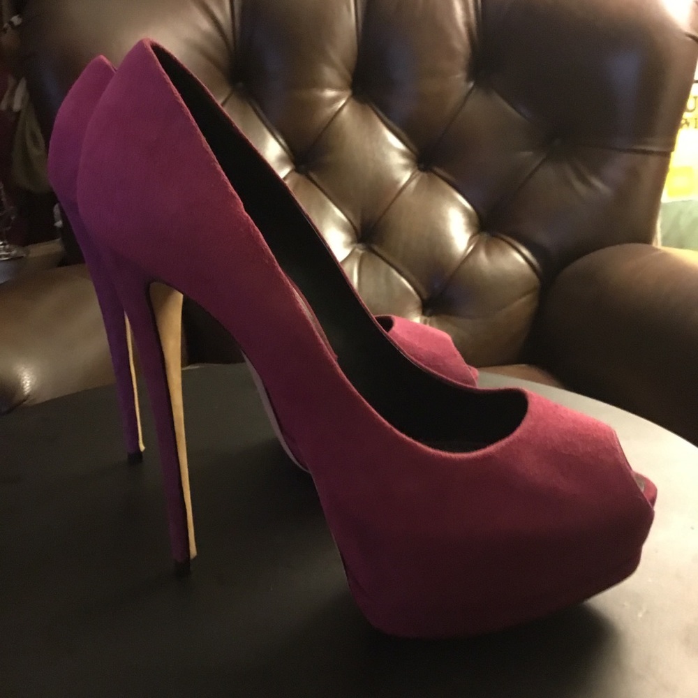 Giuseppe Zanotti magenta suede 6” heel shoes 40 10 - Picture 5 of 9